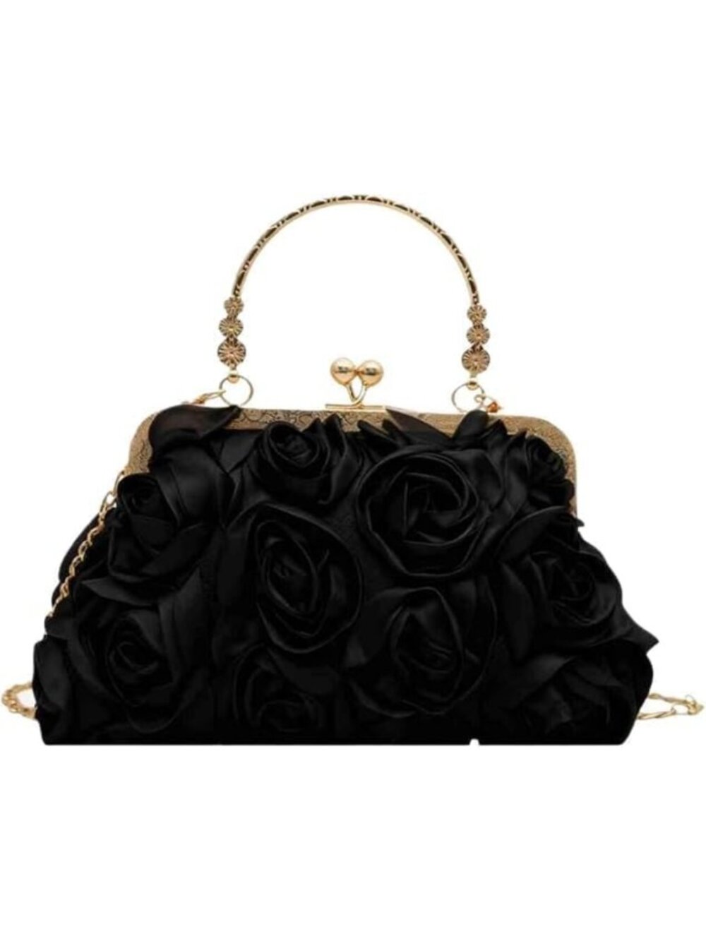 Elegant Floral Clutch Evening Bag | Cute Kiss Lock Flower Purse for Events